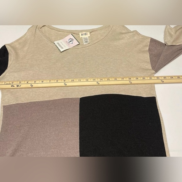 BiBi Womens Sweater Color Block Size Large Soft Office Lightweight Casual NWT - Picture 7 of 9